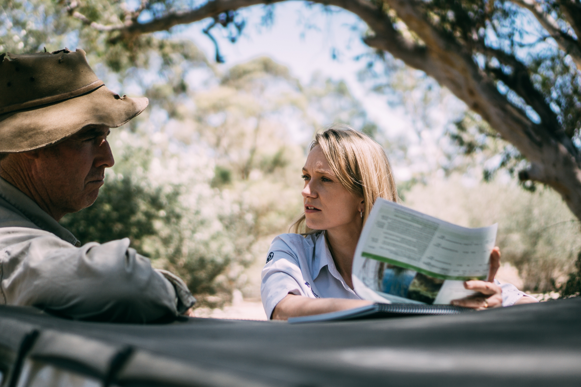 Stewardship officer with landholder